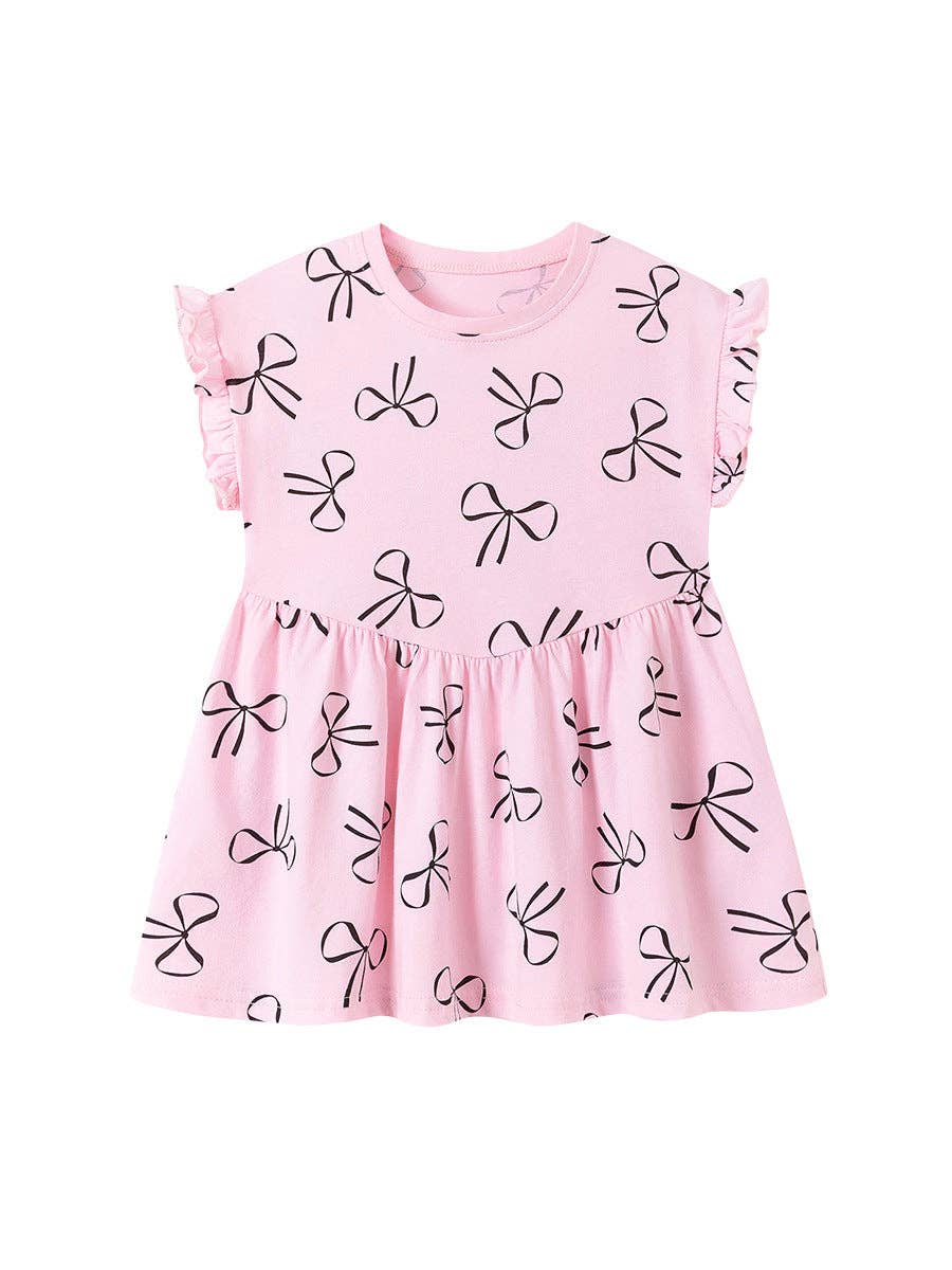 Coquette Print Pink Flutter Dress