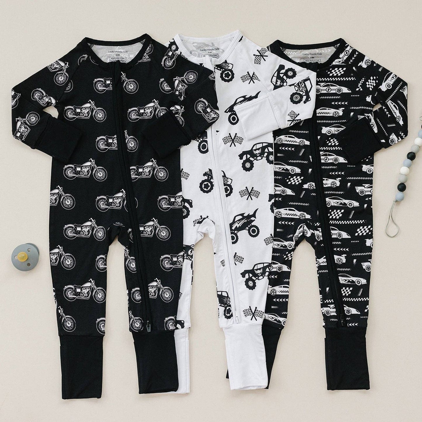 Race Cars Bamboo Zip Romper