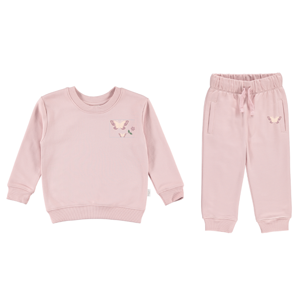 Dusty Pink Butterfly French Terry Set (Infant)