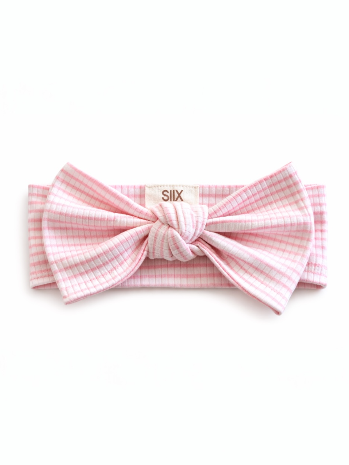Pink Stripe Ribbed Headband Bow