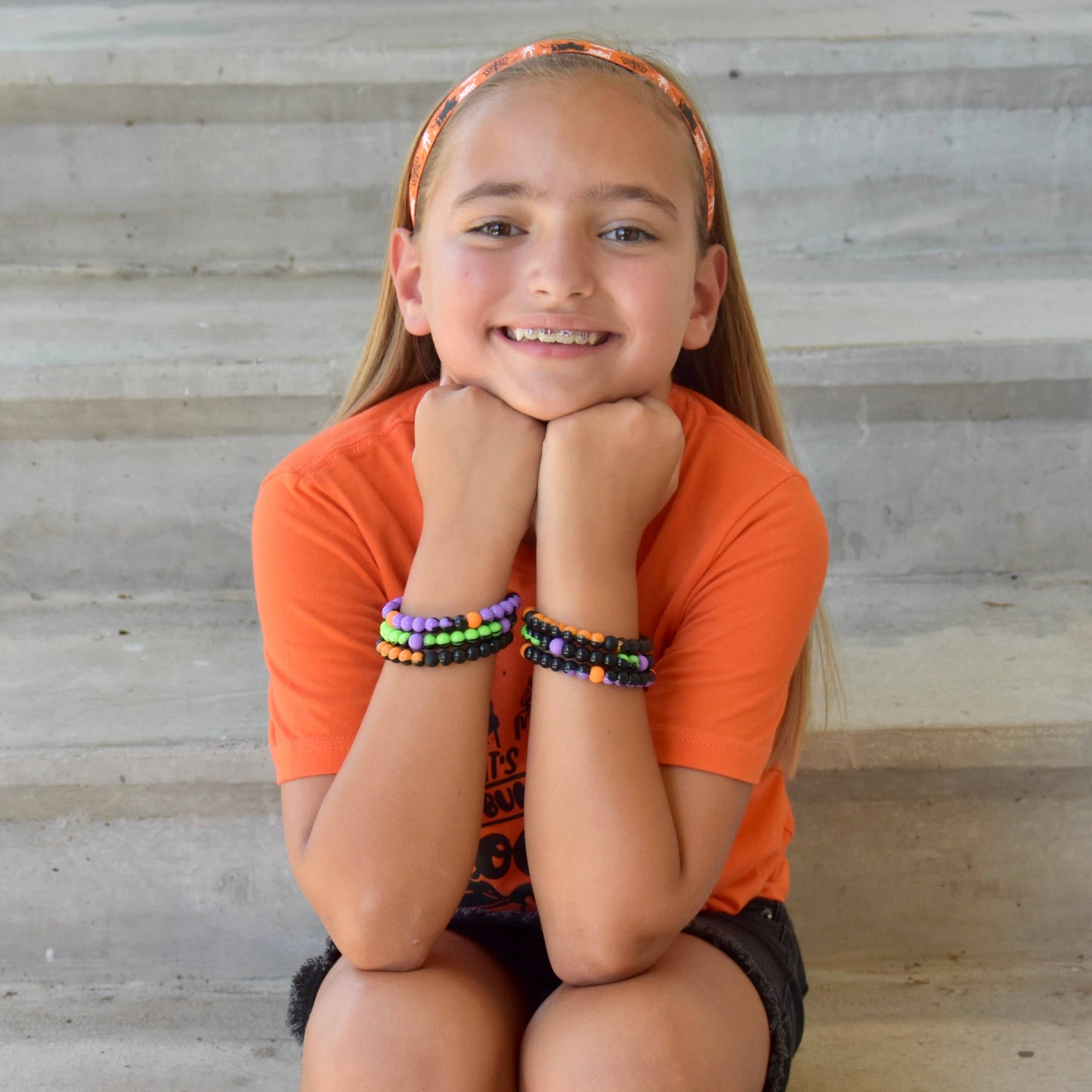 Halloween Tie Dye Silicone Beaded Bubble Bracelets