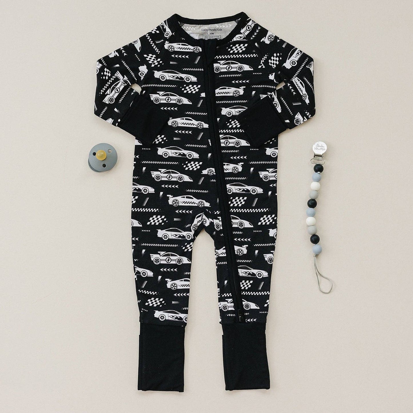 Race Cars Bamboo Zip Romper