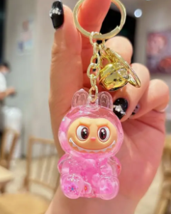 Labubu Bag Charm Keychain in Pink