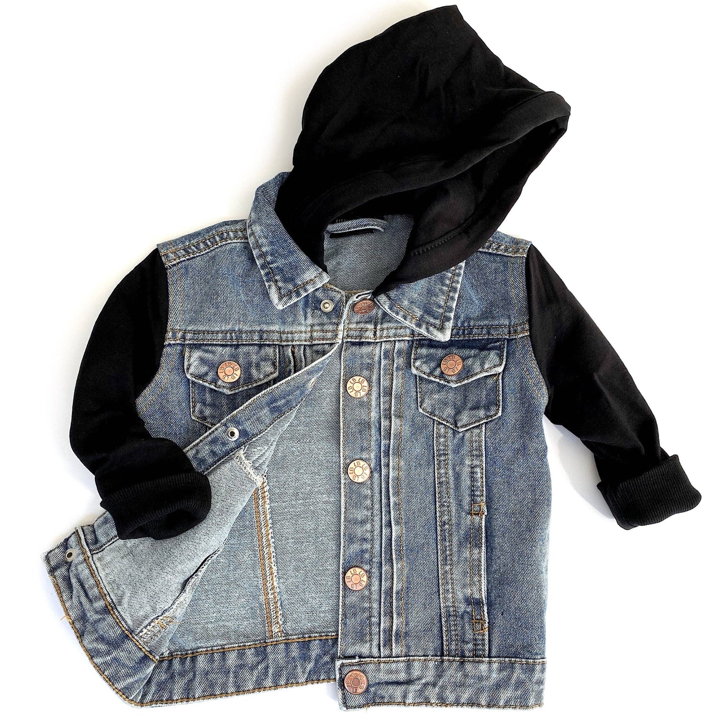 Black Hooded Denim Jacket