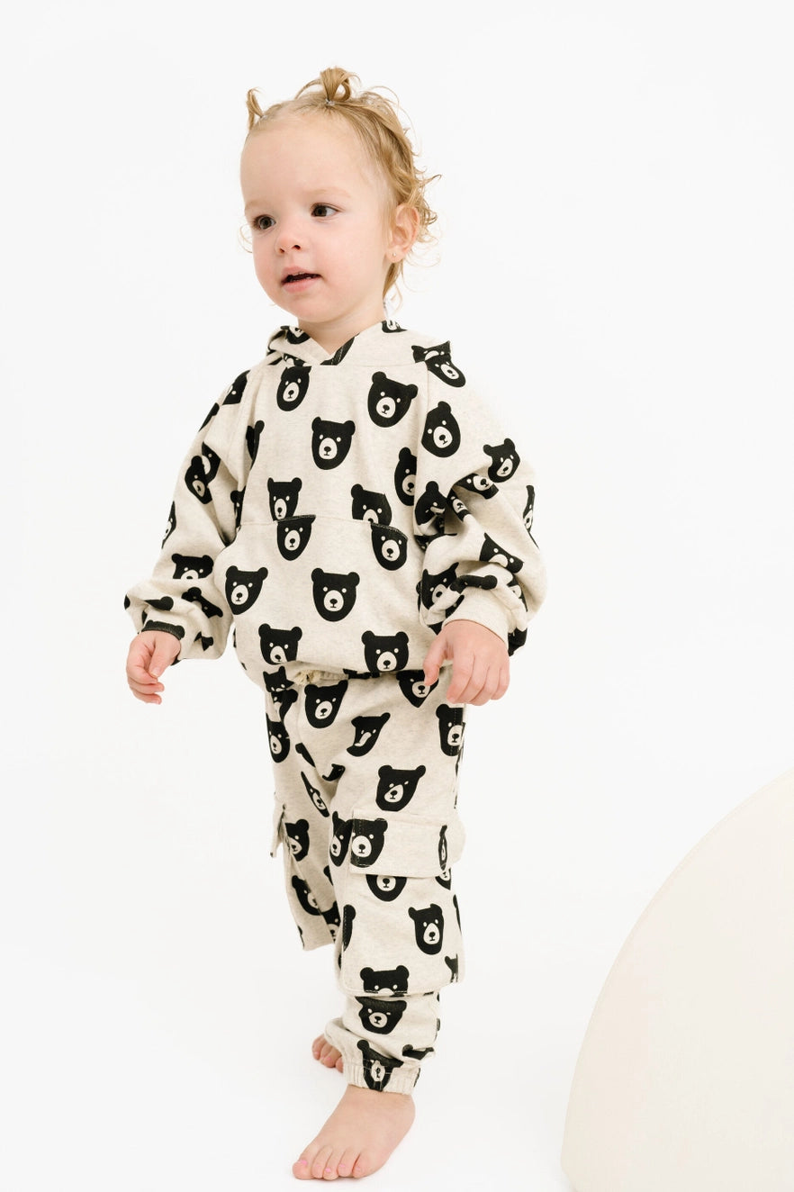 Bear Cargo Hoodie Set in Oat