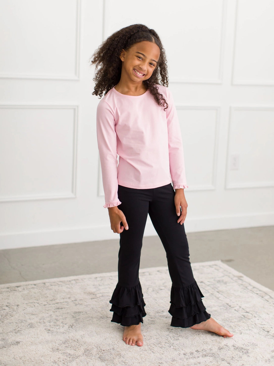 Black Ruffle Flare Pants