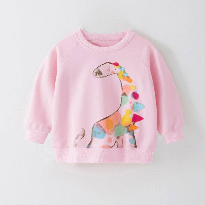 Pink Dino Pullover Sweatshirt