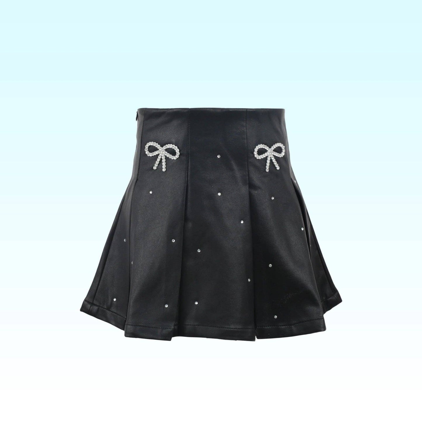Vegan Leather Bow Gem Skirt