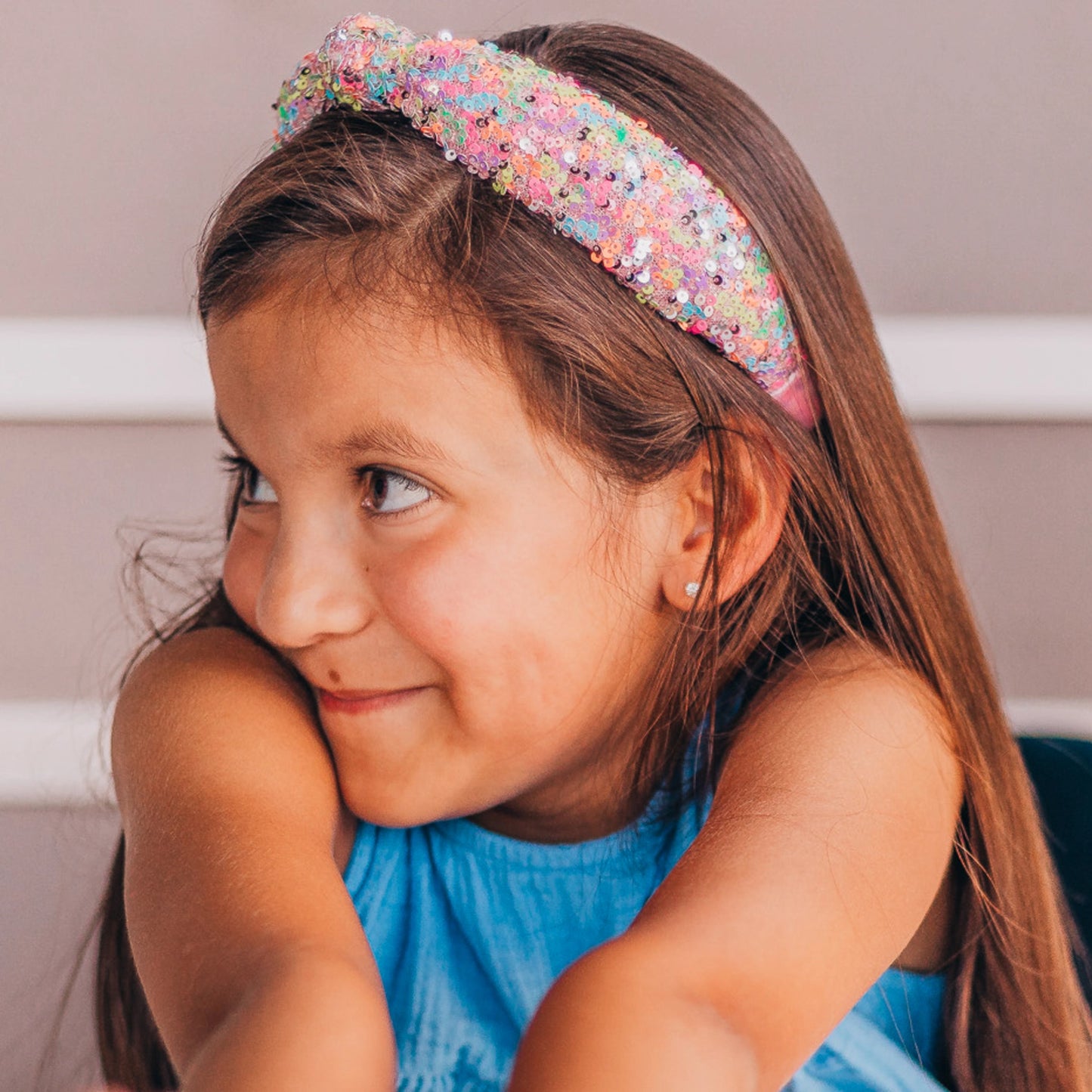 Rainbow Sequin Knot Headband