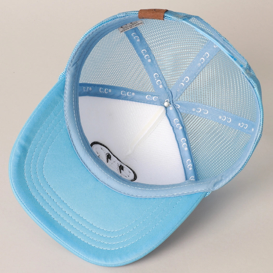 Blue Tie Dye Lightening Bolt Smiley Hat