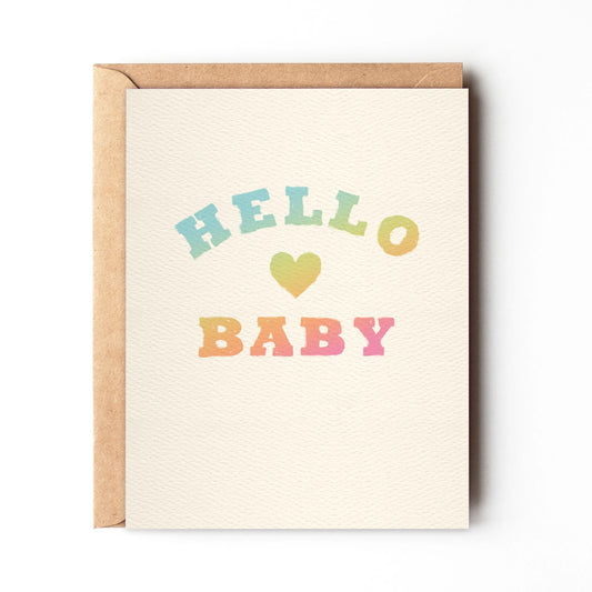A sweet and simple rainbow card to welcome a new baby.  ☀ Size 4.25" x 5.5";  Blank inside  ☀ Digital print on a quality, felt textured card  ☀100% recycled envelope  ☀ Packed in an eco-friendly biodegradable clear sleeve  ☀ Made in the USA