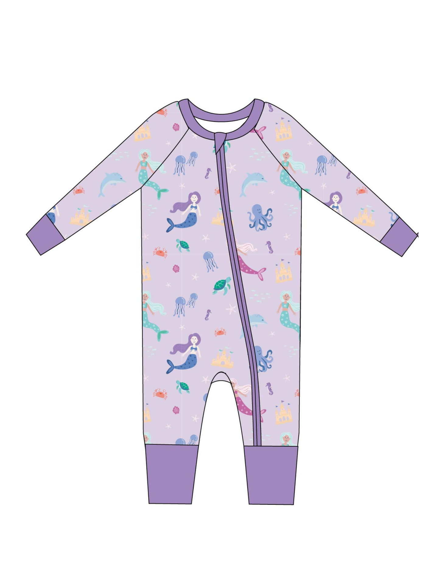 Mermaid Friends Bamboo Zip Romper
