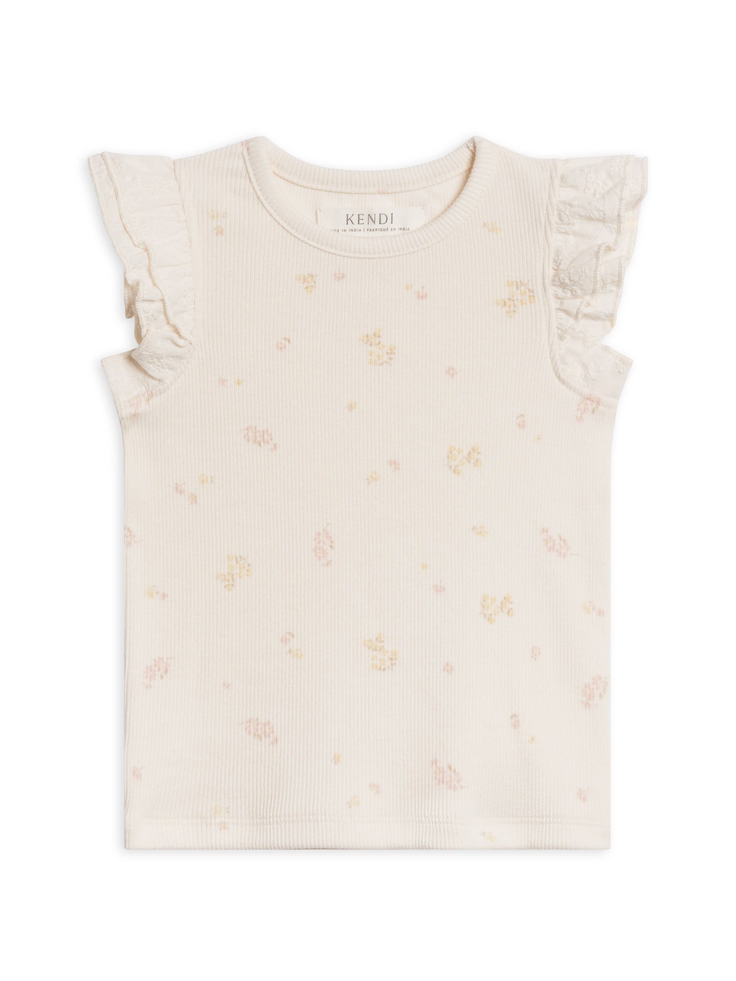 Daphne Ribbed Tank with Eyelet Ruffle in Emma Floral