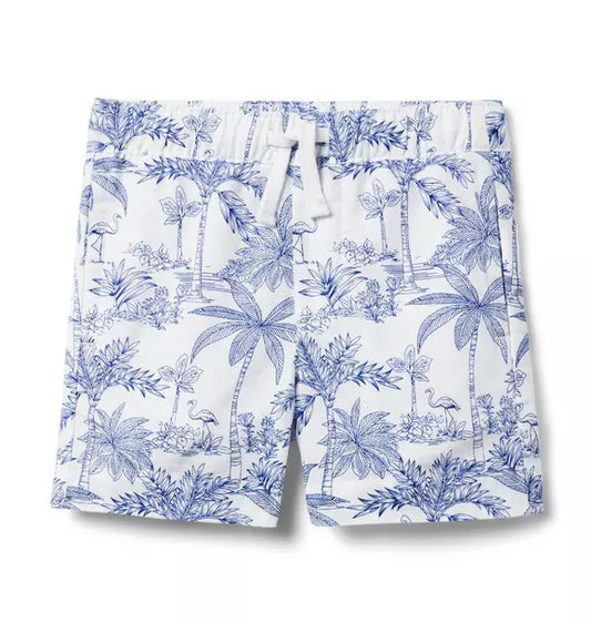 Janie and Jack Tropical Toile Linen-Cotton Pull-On Short