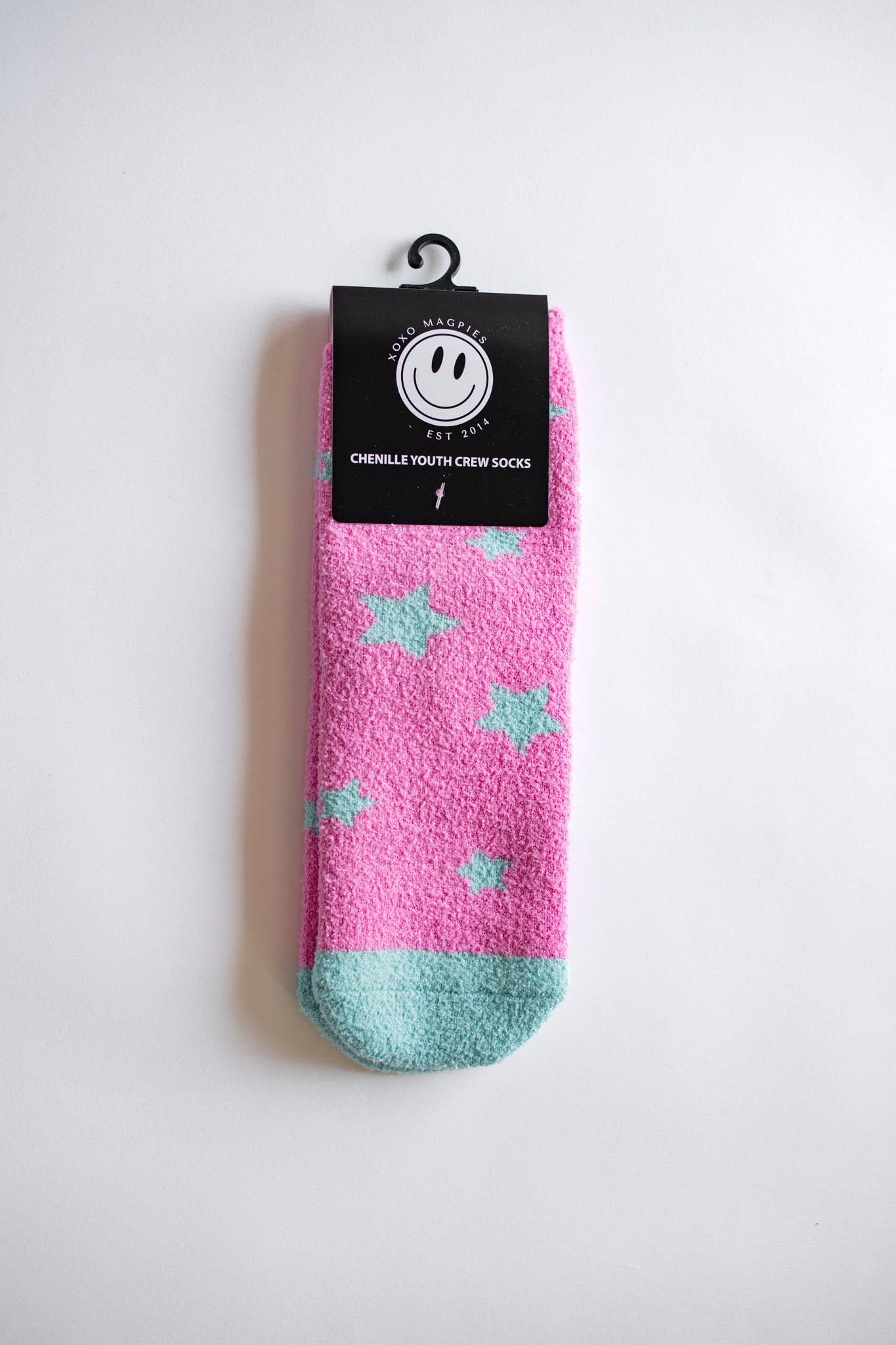 Pink + Aqua Star Fuzzy Socks