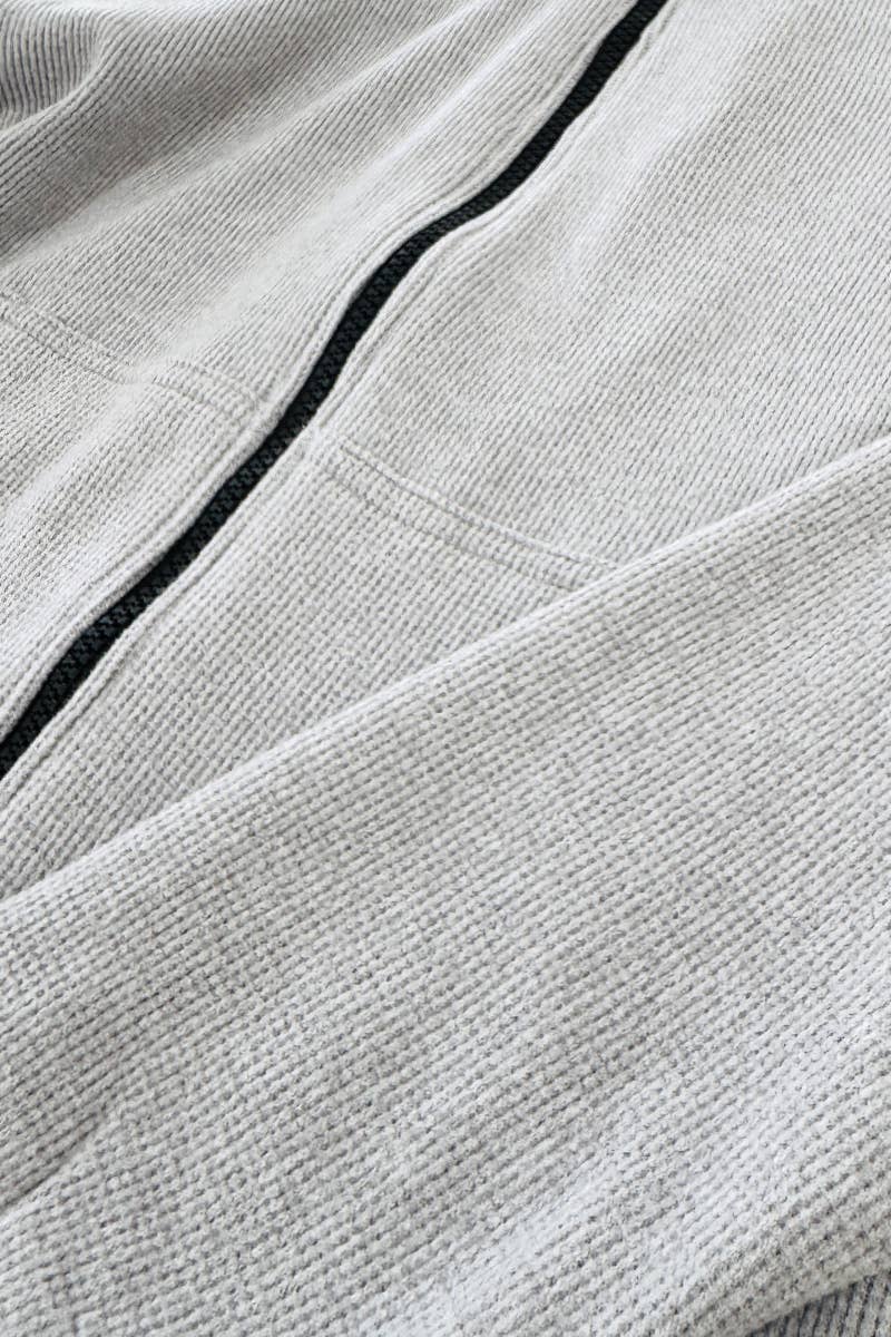 Grey Waffle Knit Zip-Up Jacket