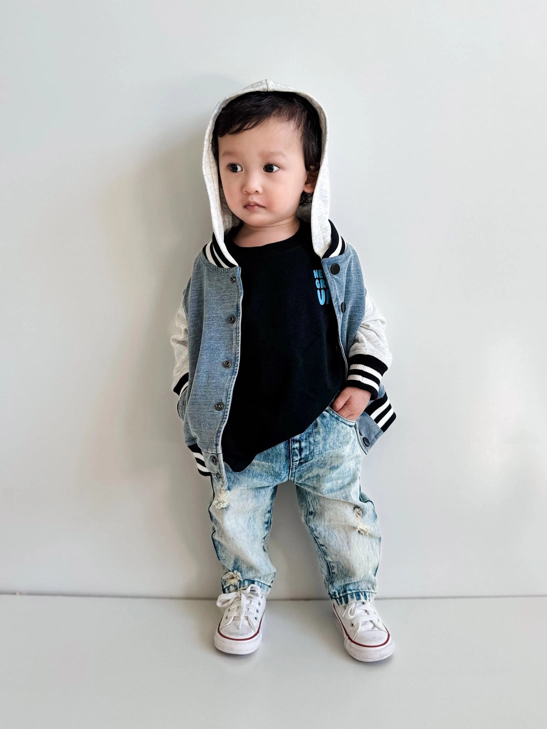 Hooded Varsity Bomber Jacket