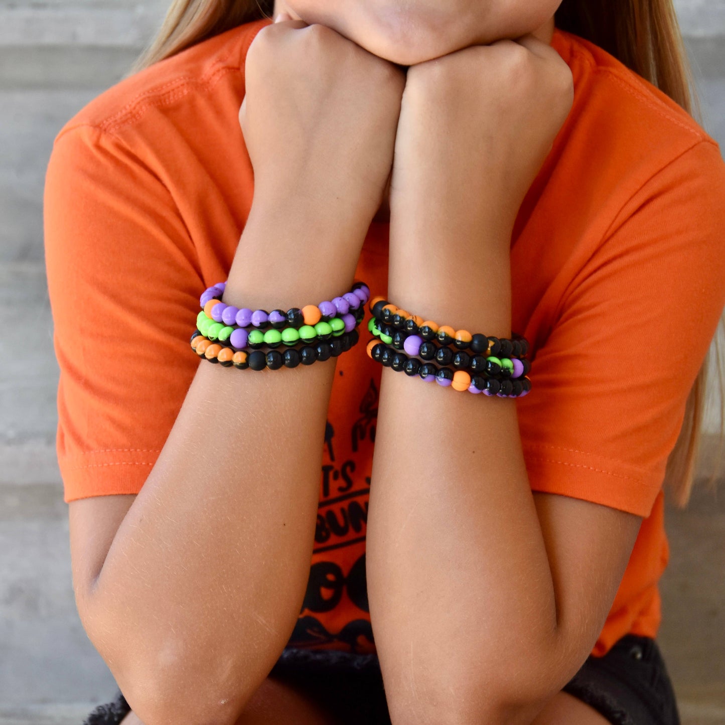 Halloween Tie Dye Silicone Beaded Bubble Bracelets