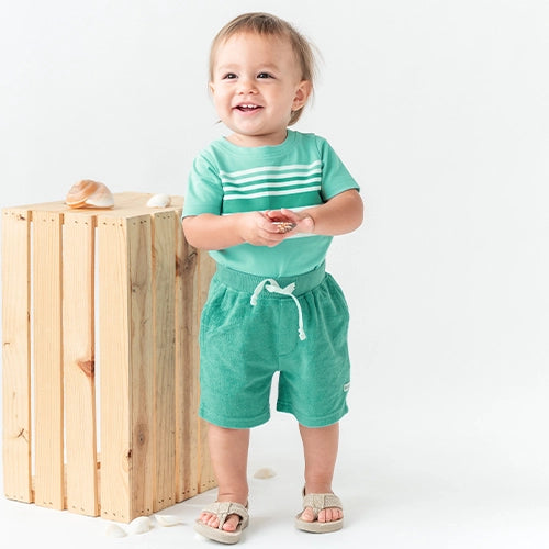 Teal Terry Knit Shorts