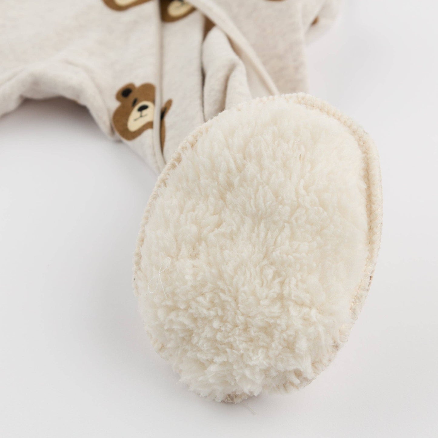 Teddy Bear Zipper Footie in Malt