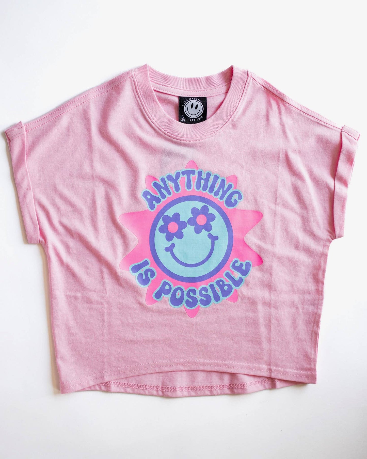Anything is Possible Printed Tee in Bubble Gum
