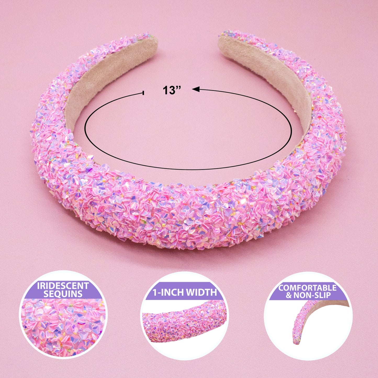 Chunky Sequin Pink Headband