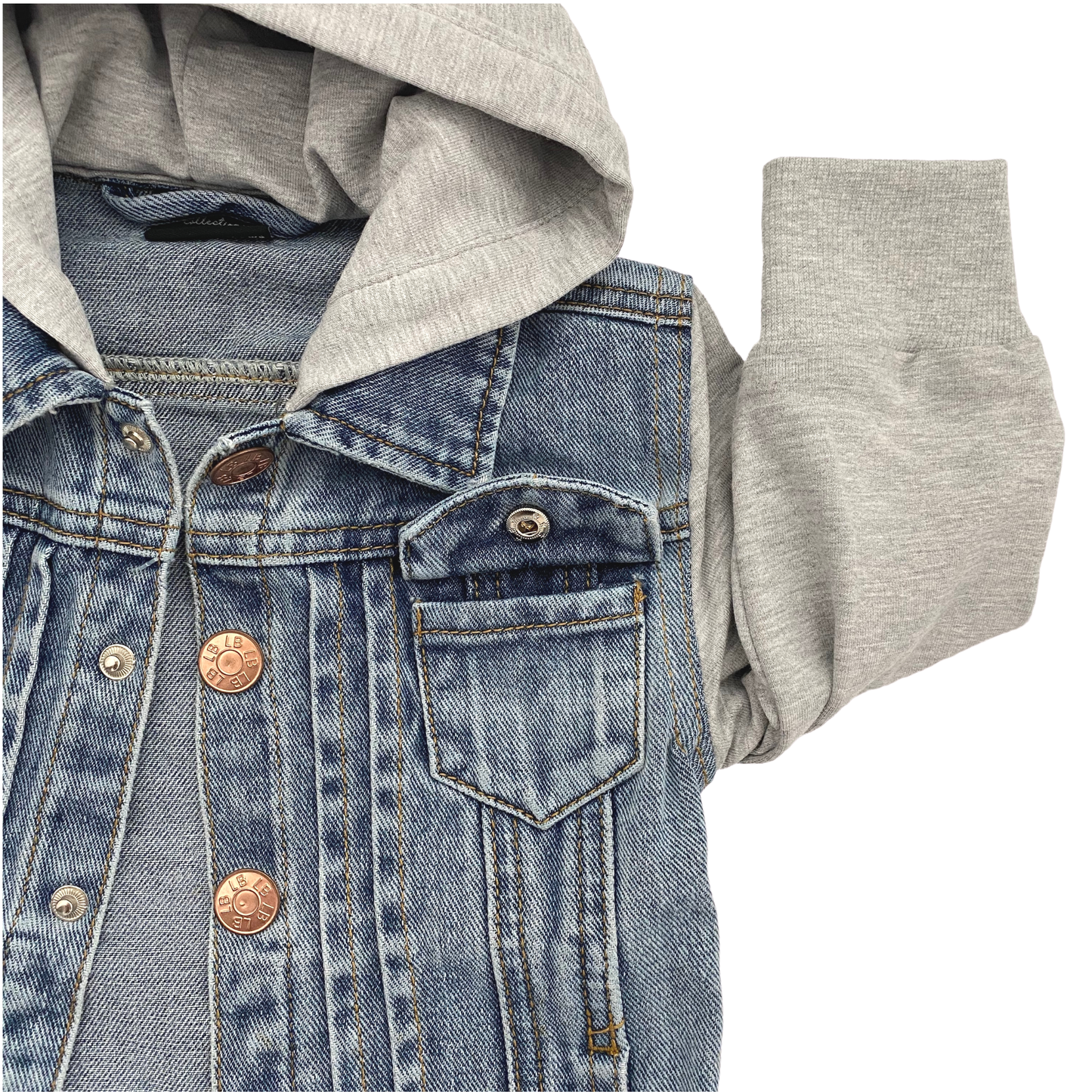 Grey Hooded Denim Jacket