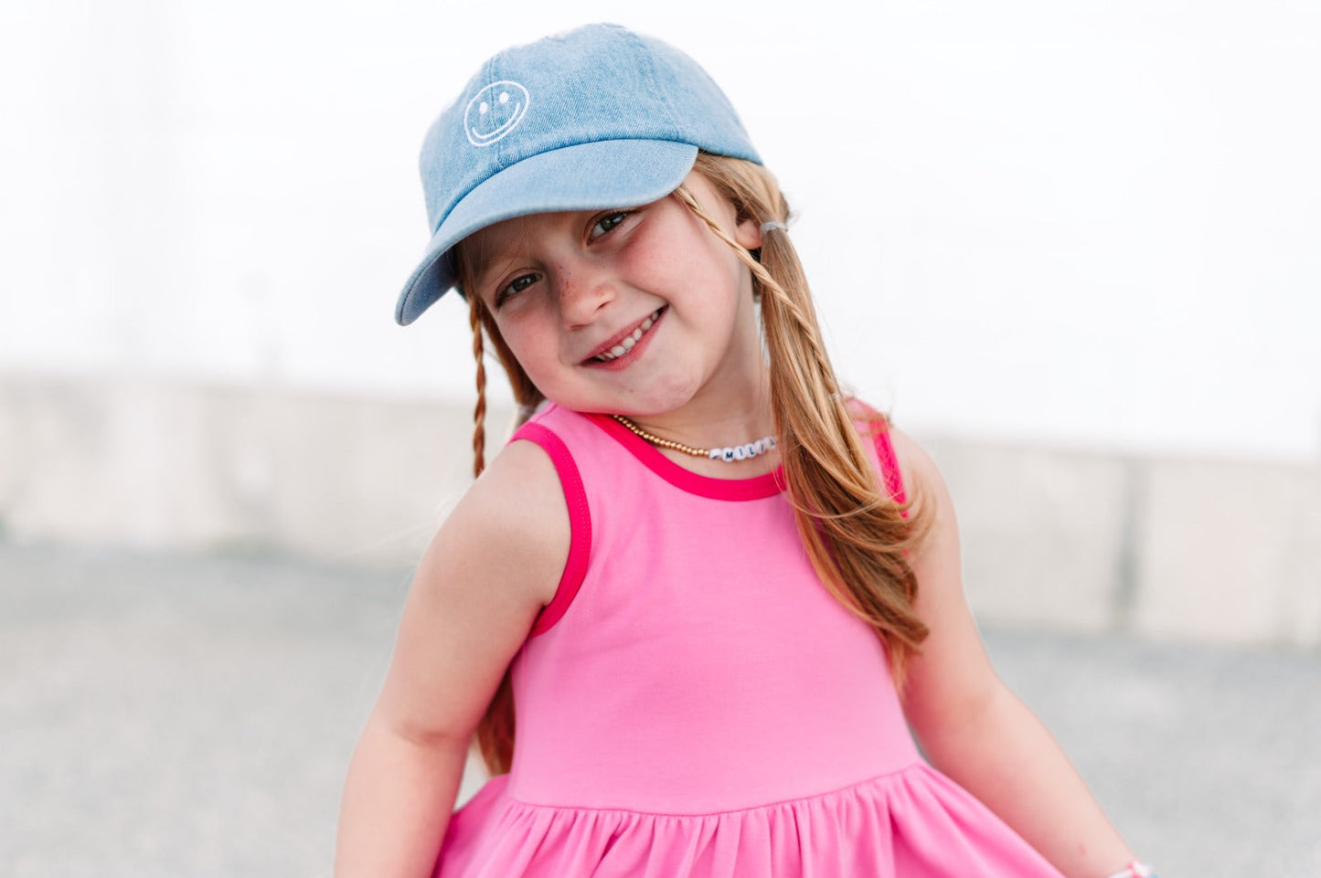 Denim Smiley Face Hat