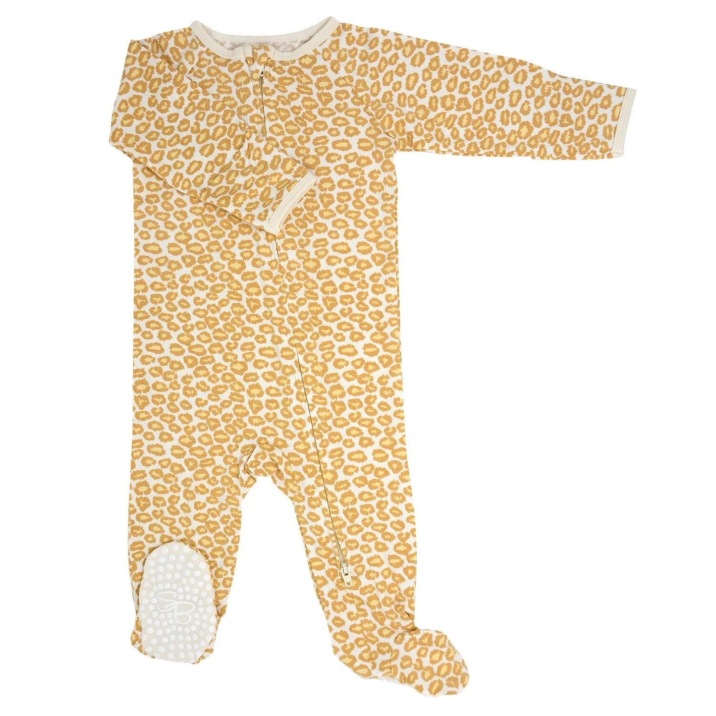 Yellow Leopard Zipper Footie