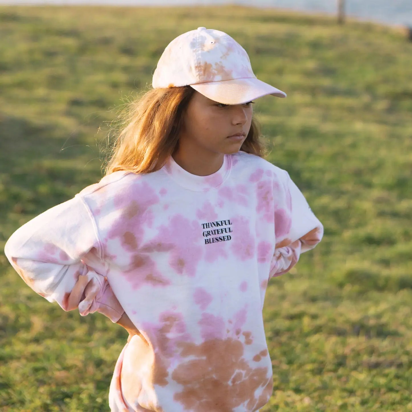 Thankful + Grateful Tie-Dye Sweatshirt