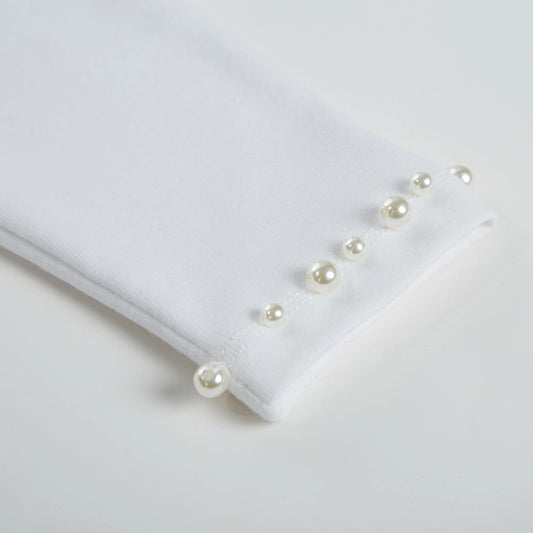 White Pearl Trim Long Sleeve