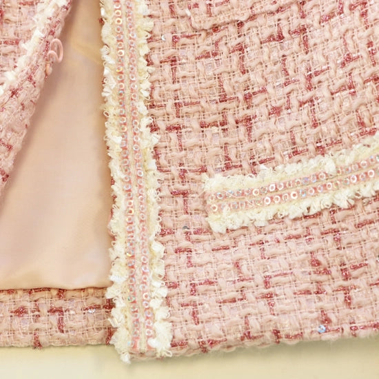 Sequin Trim Blush Tweed Jacket