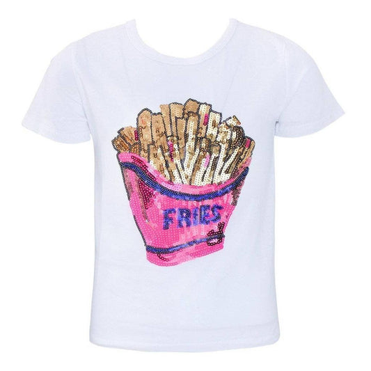 Lola + The Boys. Look no further for comfy, cool style! This Lola + The Boys French Fries Sequin T-Shirt is sure to be your little one's newest wardrobe staple. With its super soft fabric and fun, shimmery sequin french fries patch, it's the perfect everyday piece you'll both love to show off. 