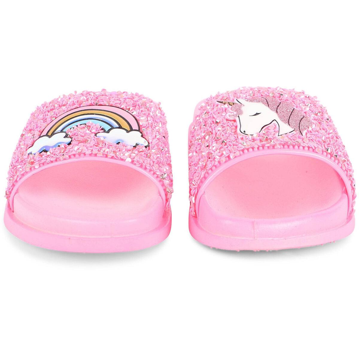 Pink Glitter Unicorn Slides