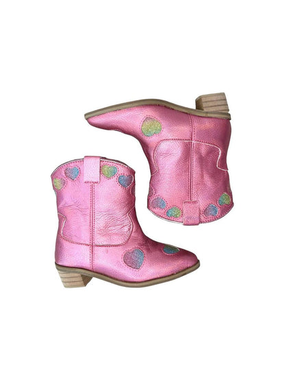 Pink Iridescent Heart Cowgirl Boots