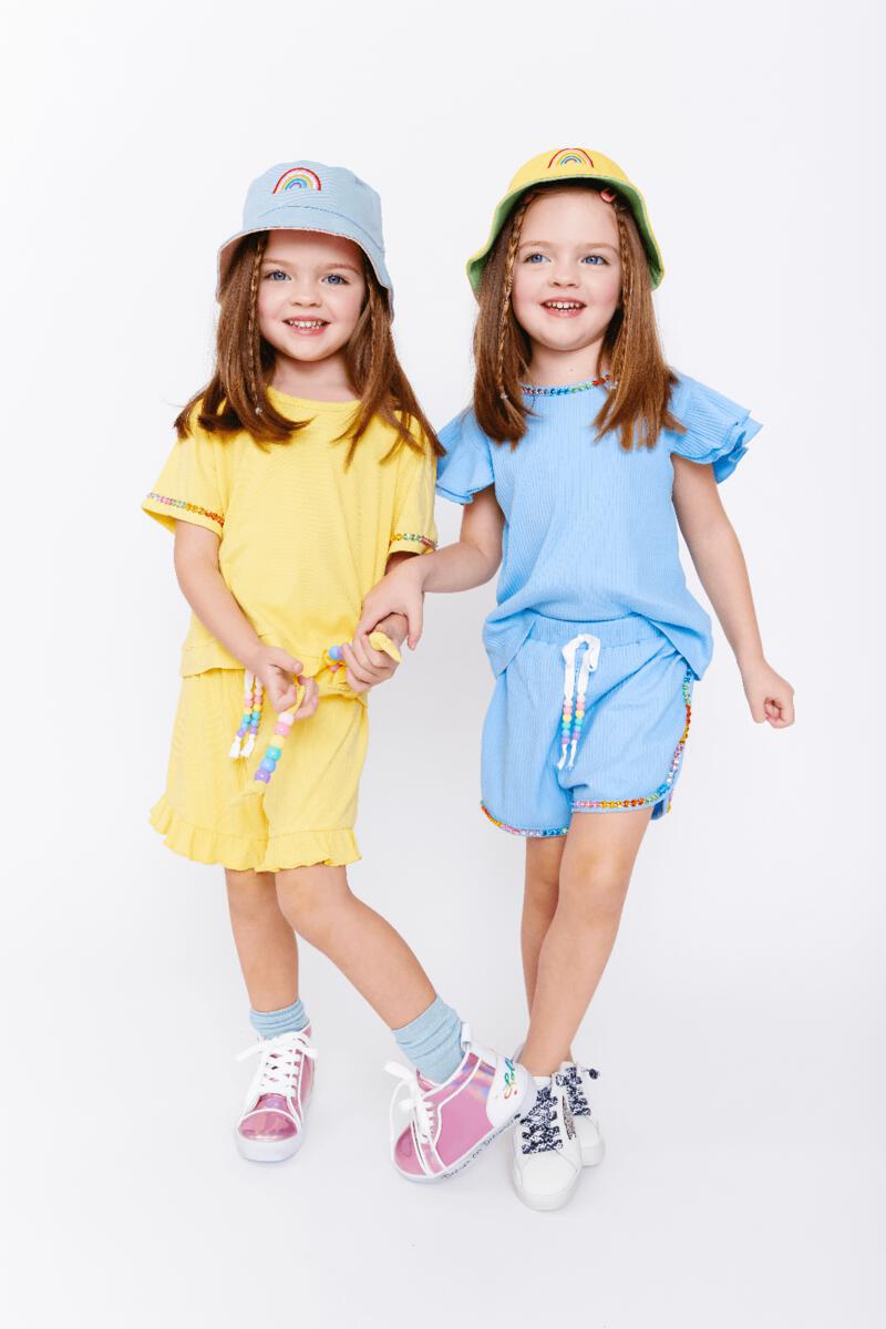 Candy Beaded Gem Ruffle Set Yellow