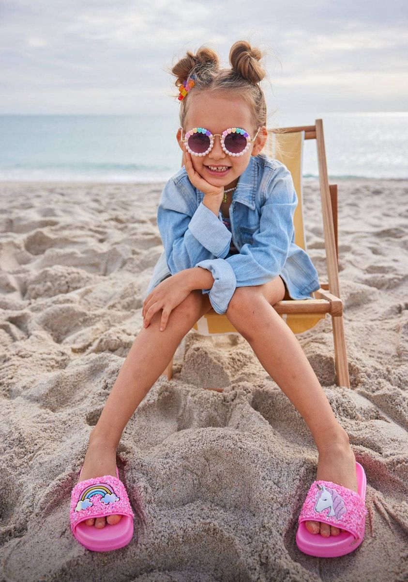 Pink Glitter Unicorn Slides