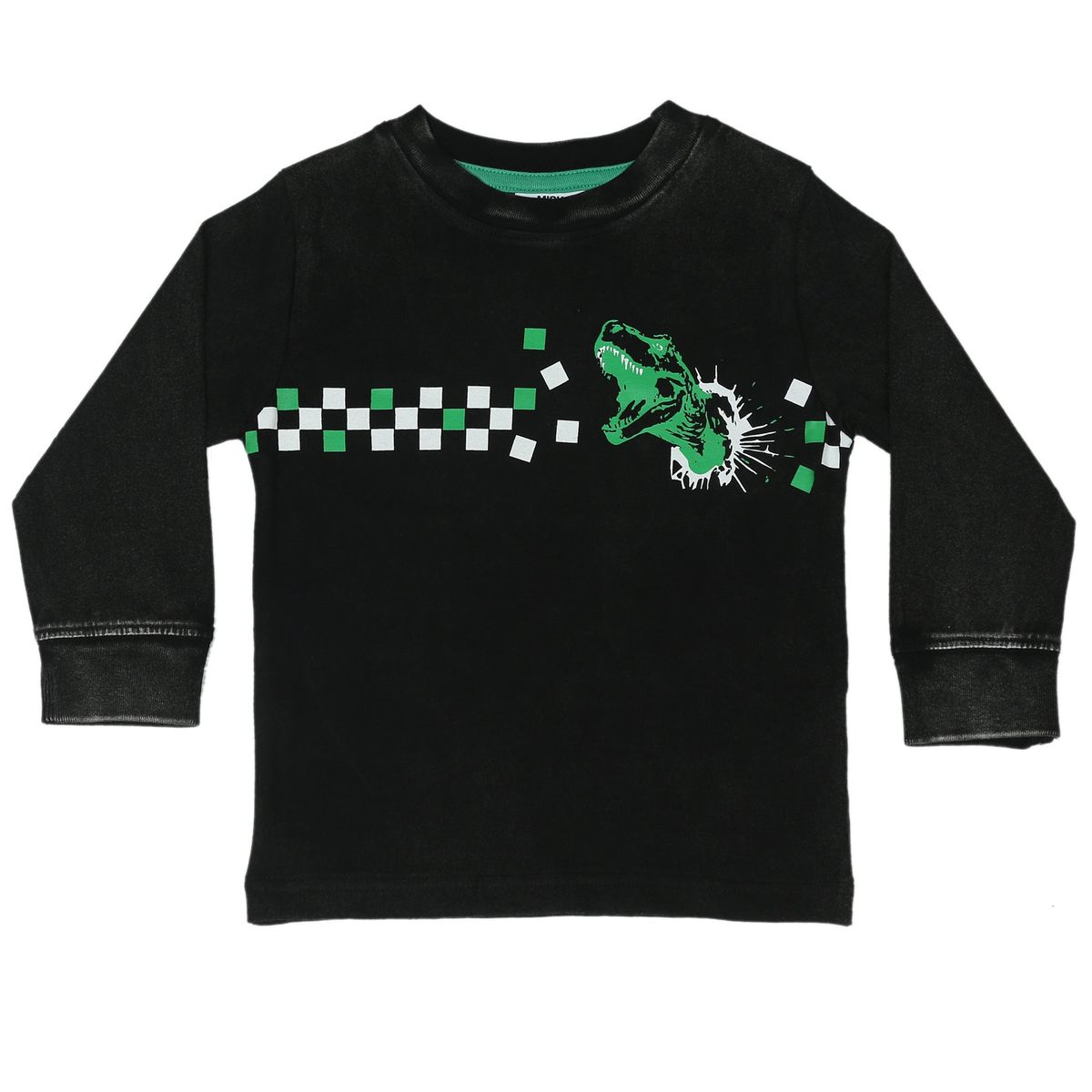 Dino Check Enzyme Long Sleeve Baby Shirt