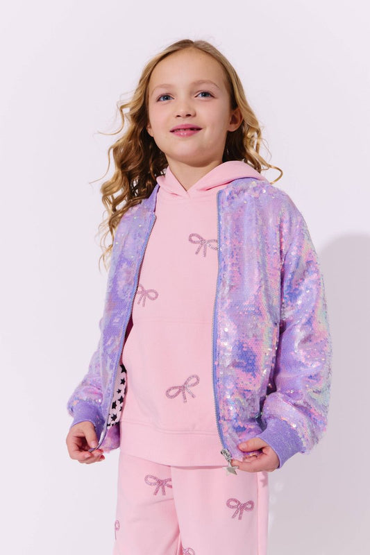 Lavender Stars Sequin Bomber