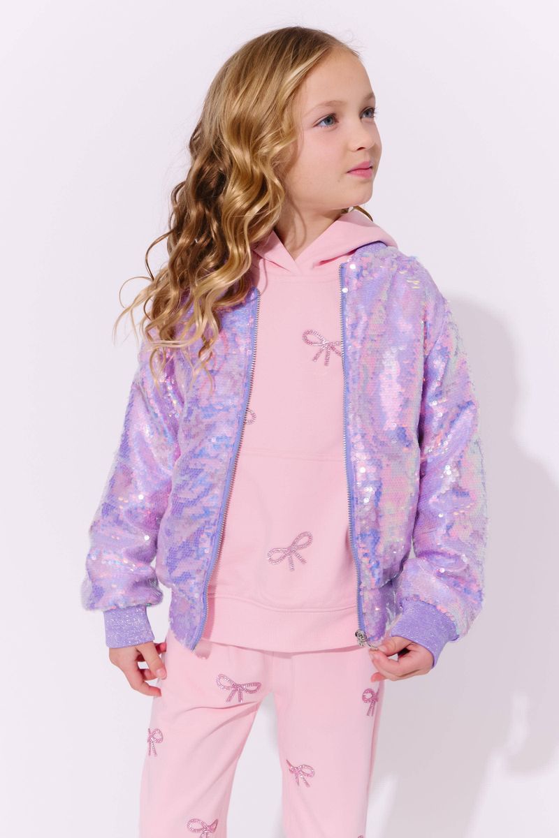 Lavender Stars Sequin Bomber