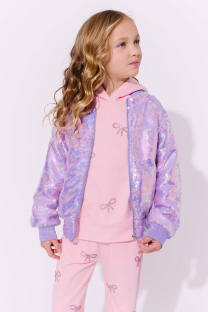 Lavender Stars Sequin Bomber