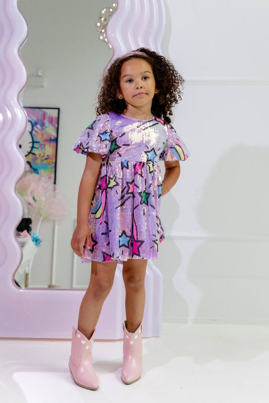 Lavender Shooting Star Sequin Dress