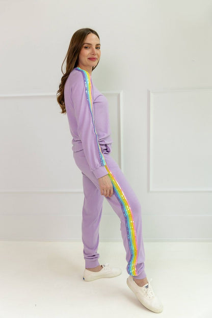 Women's Lavender Rainbow Sequin Set