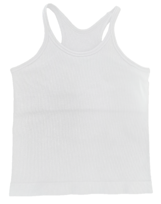 White Rib Tank With Built-in Shelf Bra