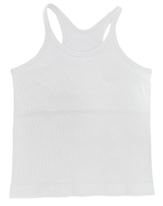 White Rib Tank With Built-in Shelf Bra