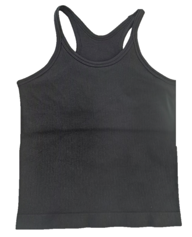 Black Rib Tank With Built-in Shelf Bra