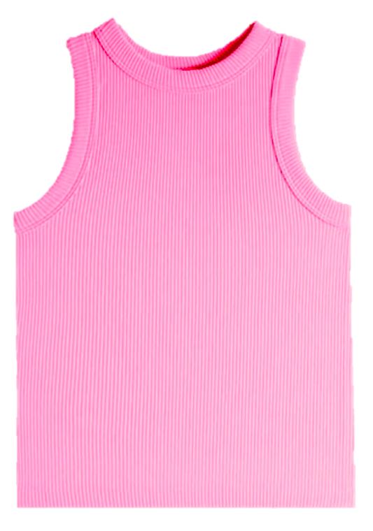 Bubblegum High Neck Ribbed Seamless Tank