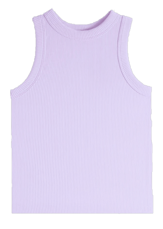 Lavender High Neck Ribbed Seamless Tank