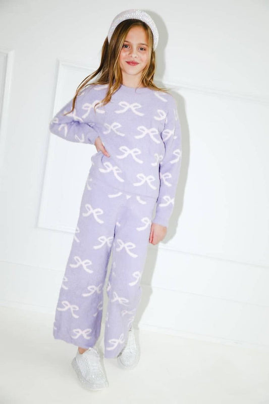Lavender Pretty In Bows Fuzzy Set