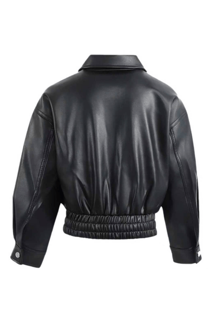 Studded Bow Vegan Leather Jacket